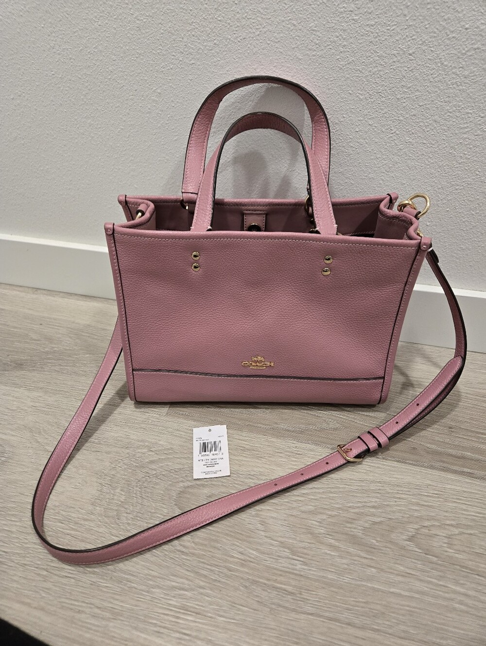 Coach Pink Dempsey Carryall Leather Tote with Crossbody Strap